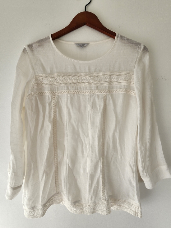 Tops - (Made In Poland) Cream Boho Blouse - Delicate, Lightweight - EU 36 (Small)